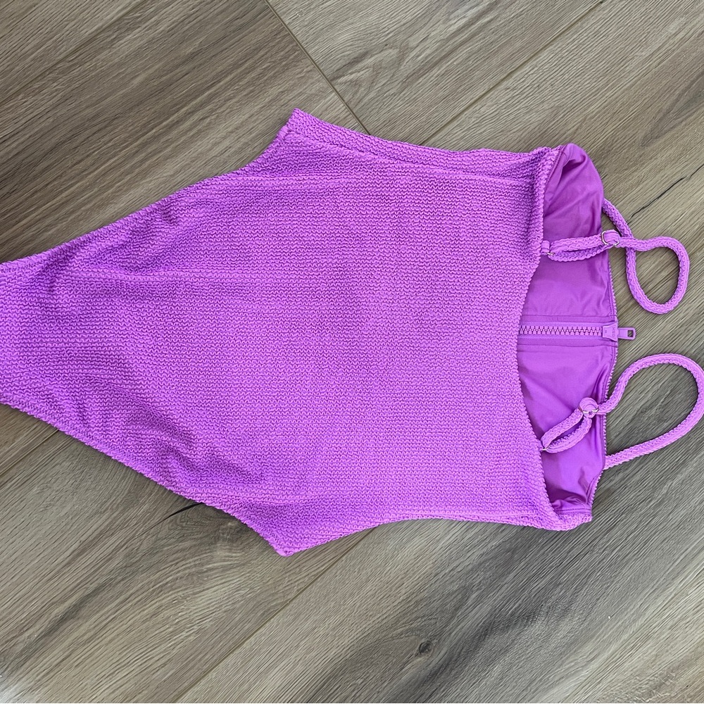 Show Me Your MuMu Ultra Violet Scrunch Zip One-Piece Swimsuit - Picture 4 of 6